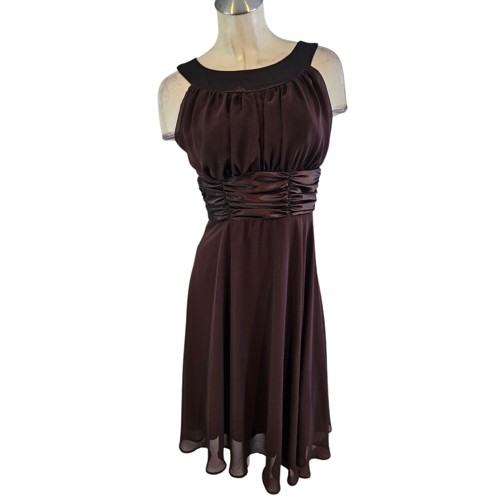 Dressbarn Size 6 Brown Fit Flare Dress Party Cocktail